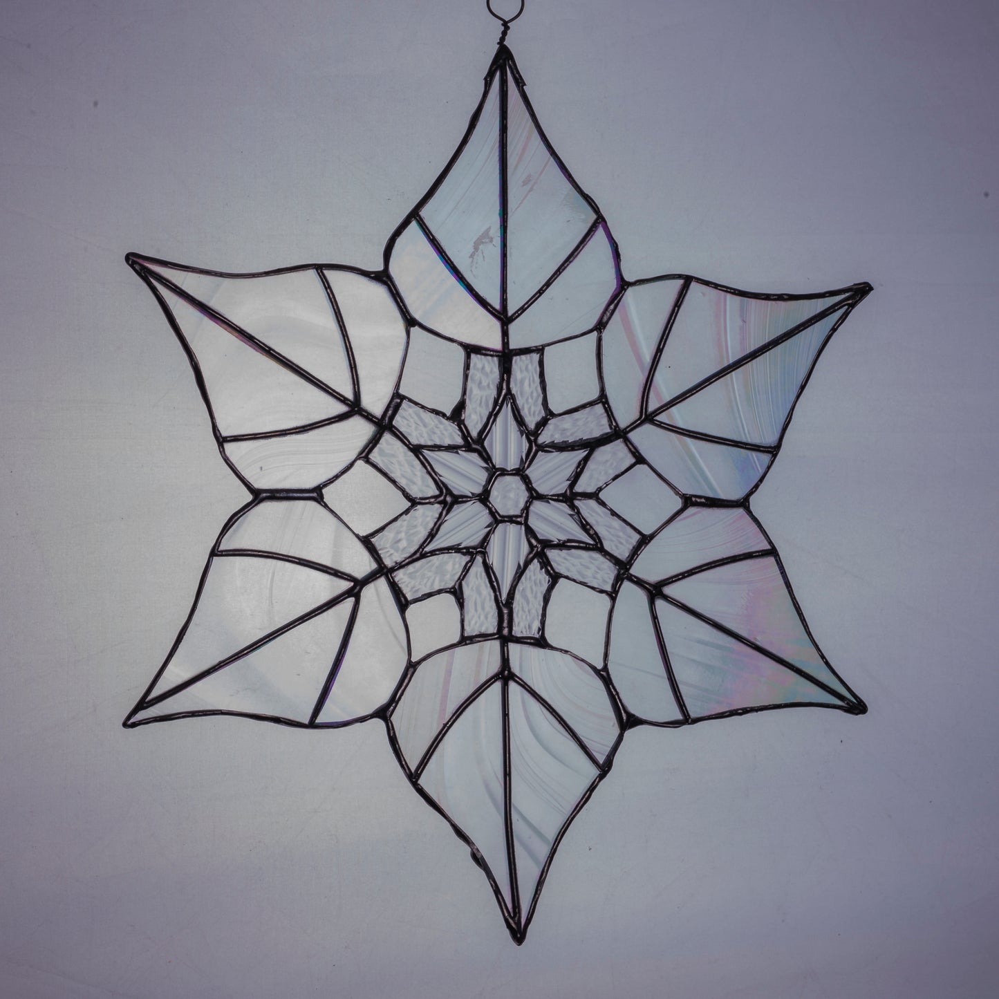 Large stained glass snowflake (silver finish)