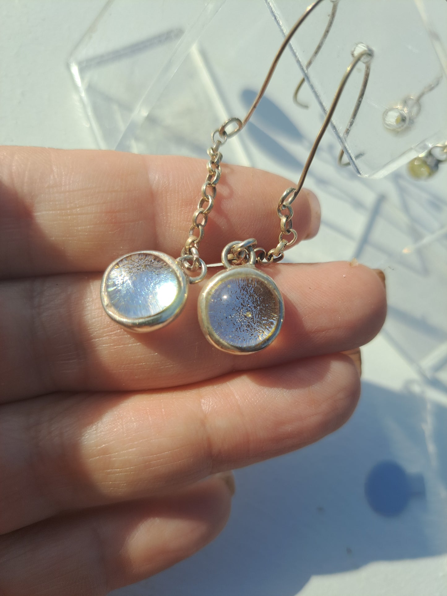 Fused Glass and Silver Earrings