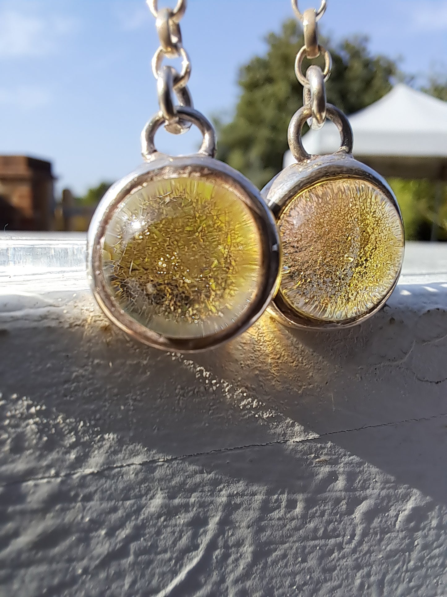 Fused Glass and Silver Earrings