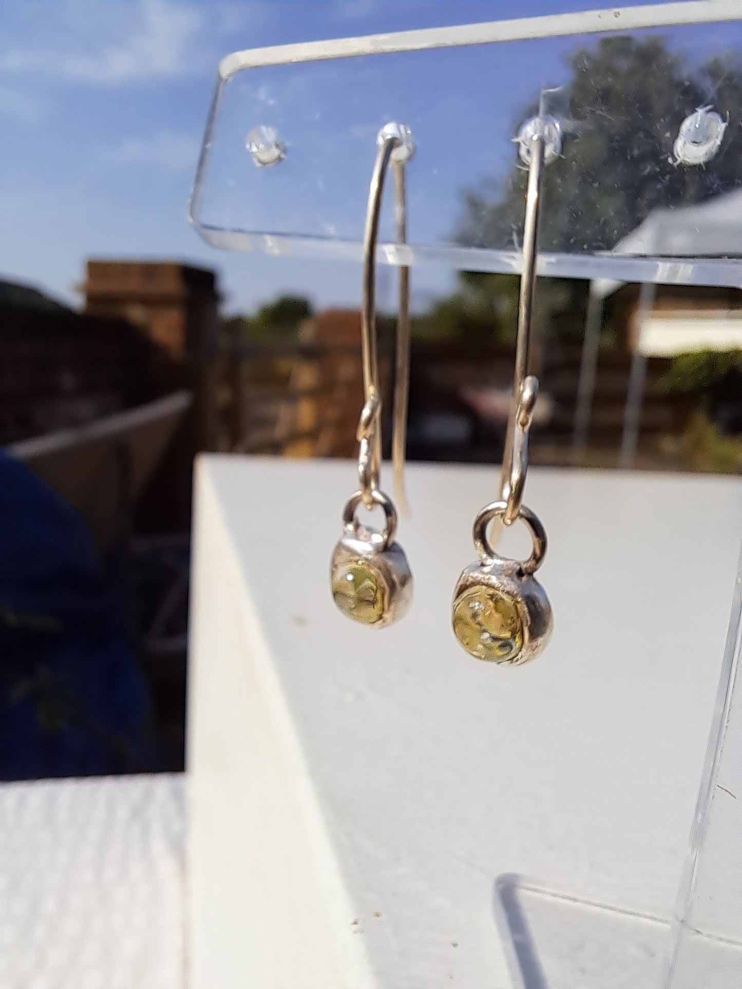 Silver Dichroic Fused Glass and Silver Earrings