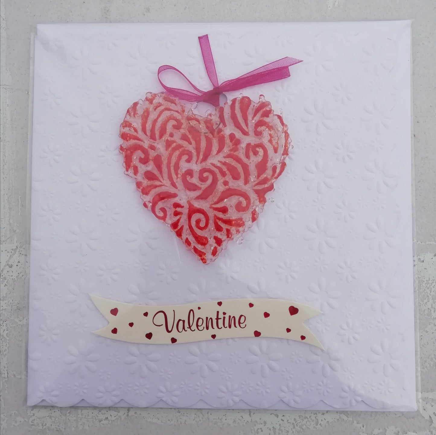 Valentines card with removable glass heart