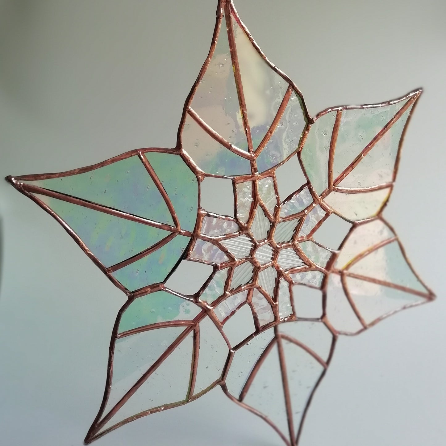 Large stained glass snowflake (copper finish)