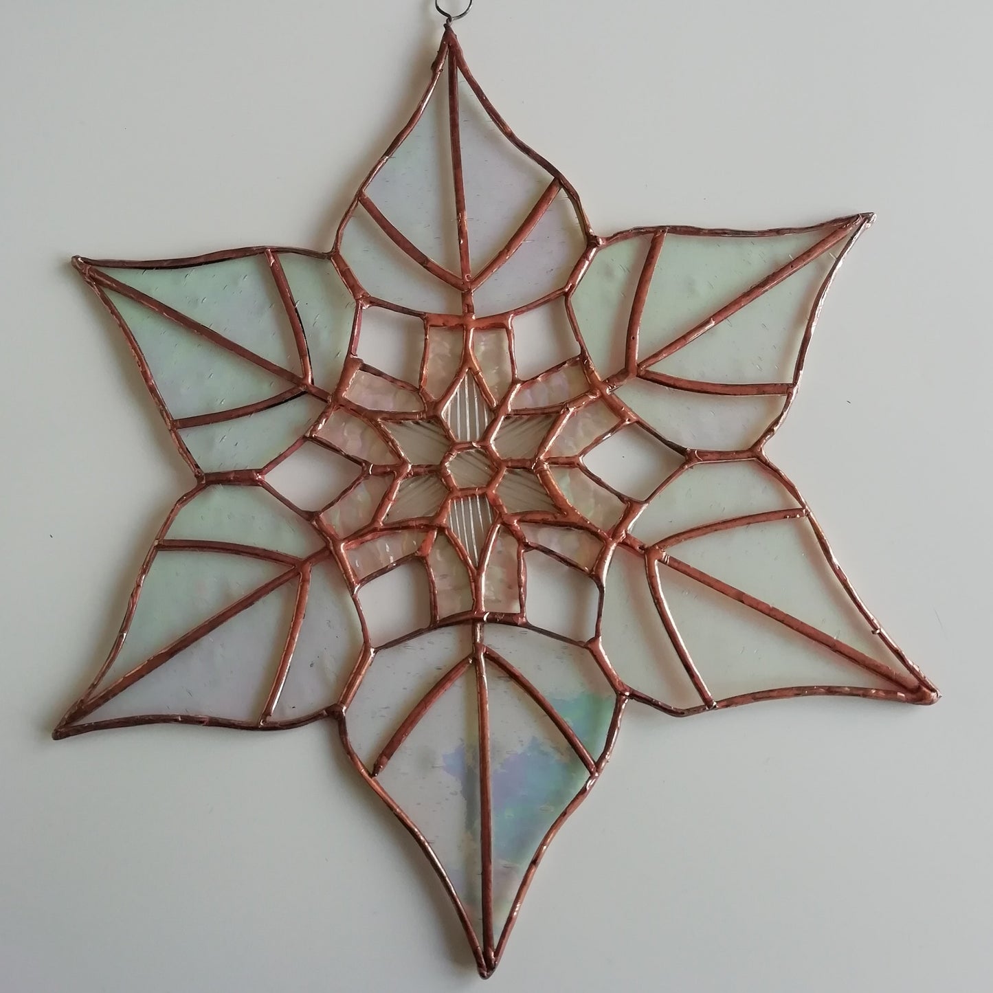 Large stained glass snowflake (copper finish)