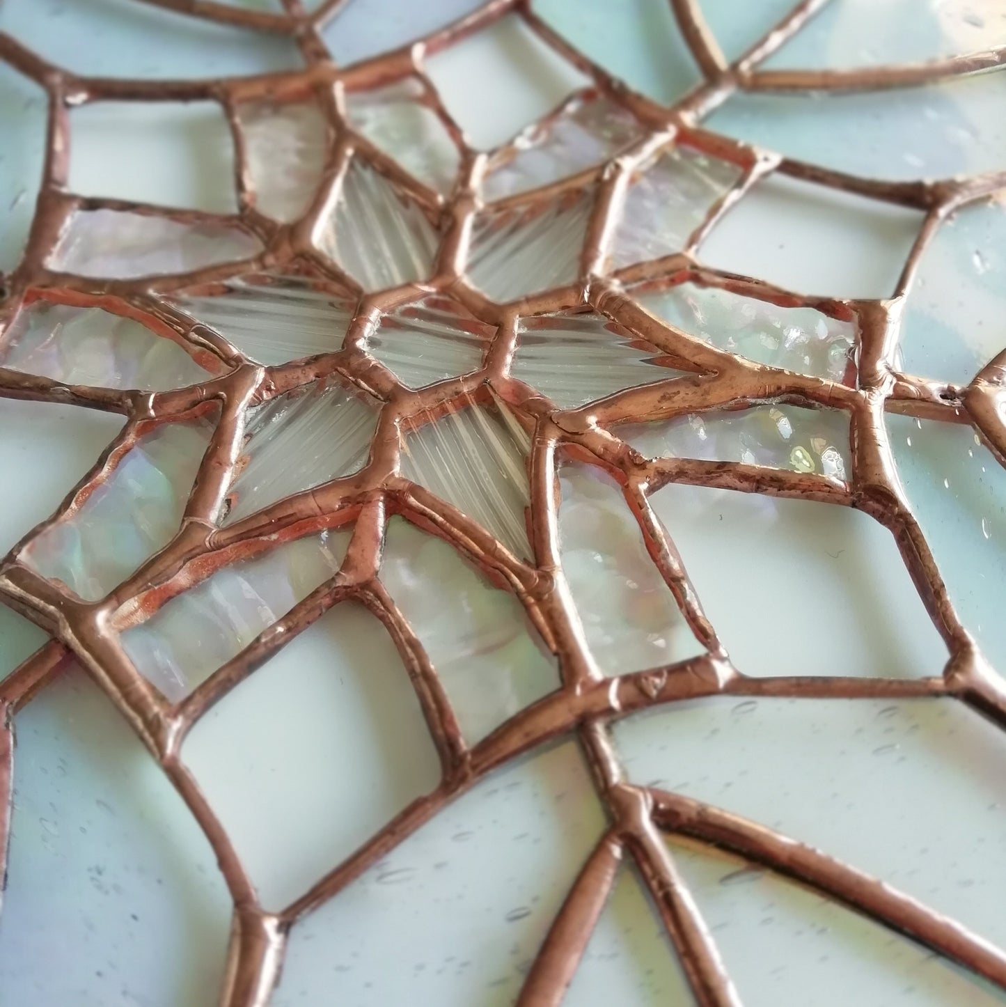 Large stained glass snowflake (copper finish)