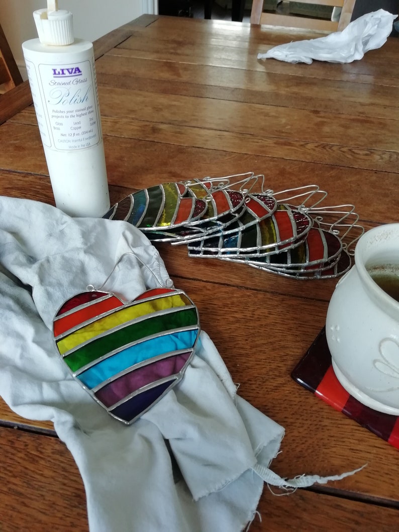 Stained Glass Rainbow Heart Suncatcher