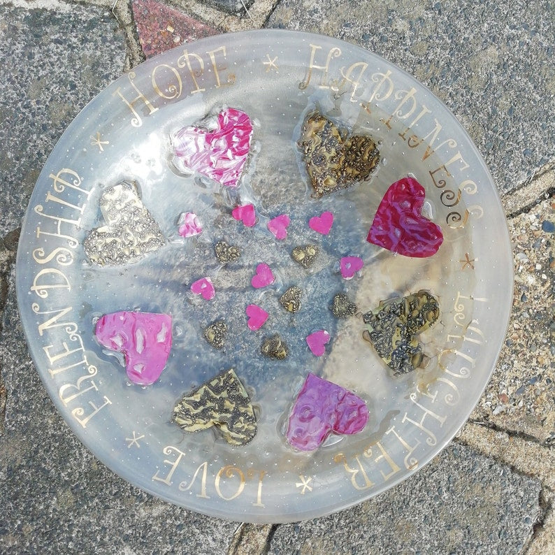 Fused Glass Love, Hope, Happiness Motif Statement bowl