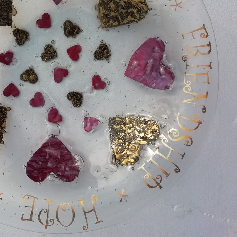 Fused Glass Love, Hope, Happiness Motif Statement bowl