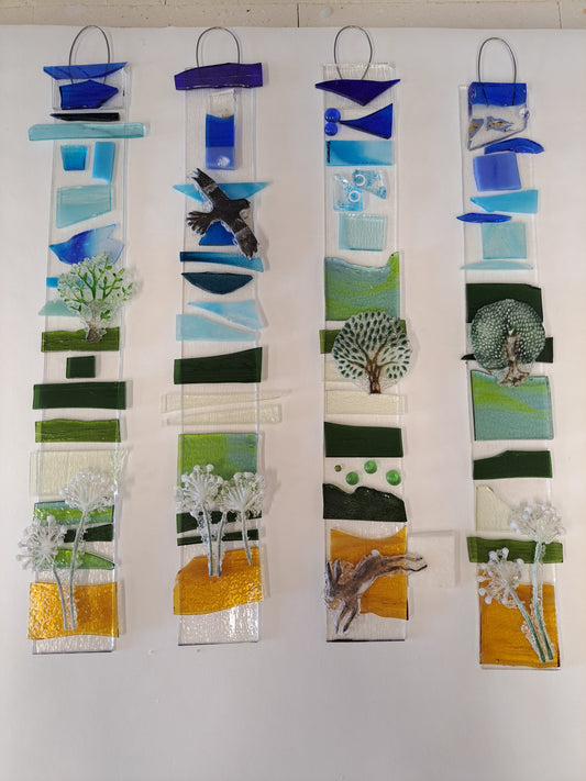 STAINED GLASS HANGING GARDEN ORNAMENTS