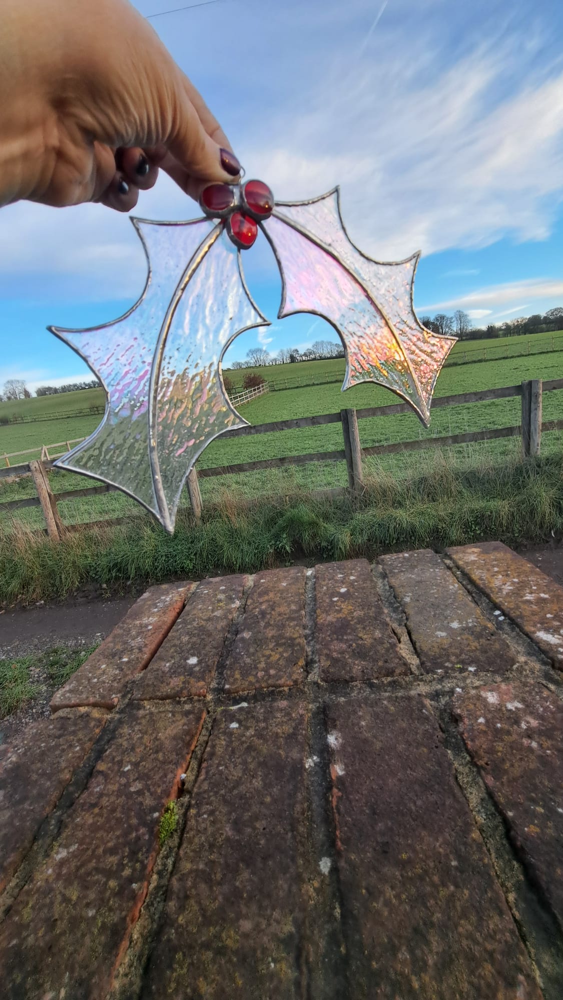 Holly Sprig - Iridescent / Silver