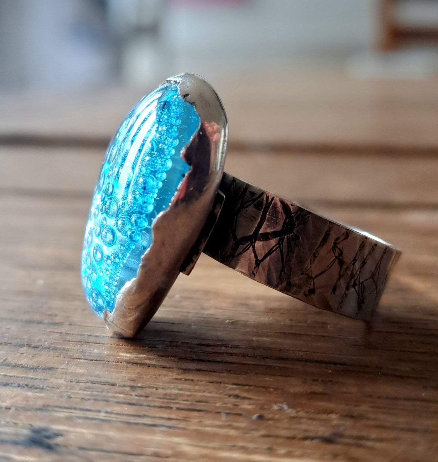 Turquoise Bubble Glass Ring