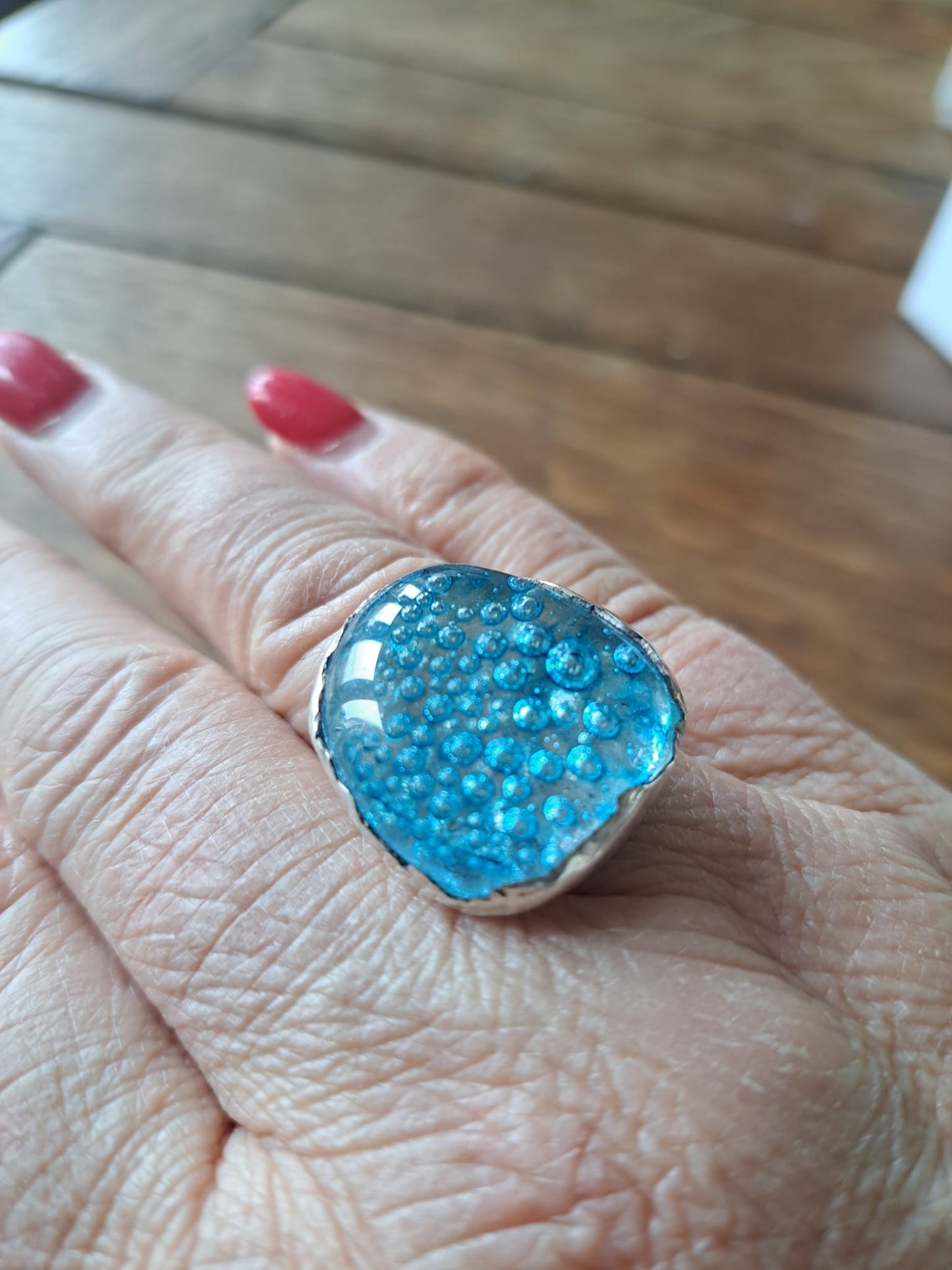Turquoise Bubble Glass Ring