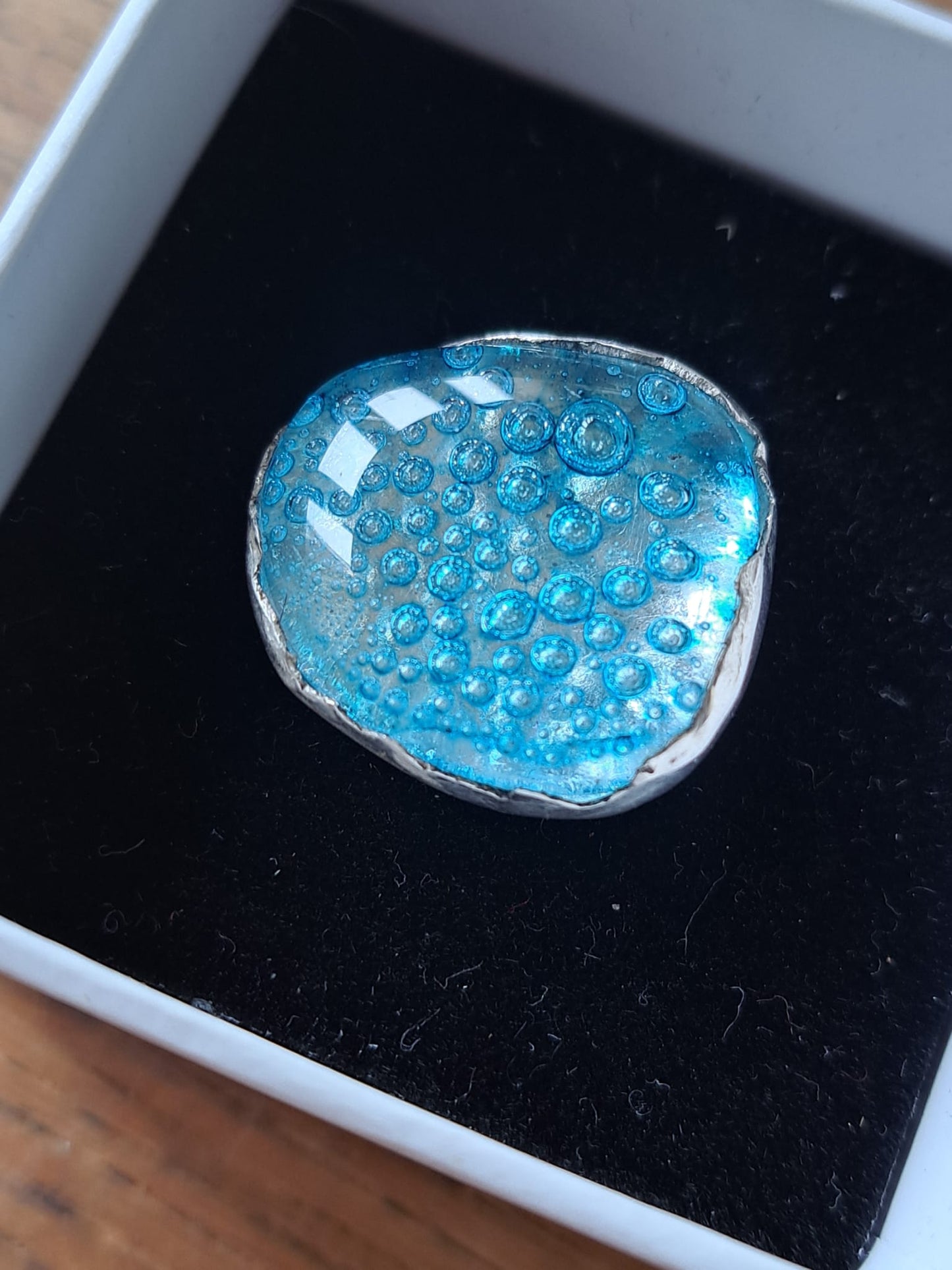 Turquoise Bubble Glass Ring
