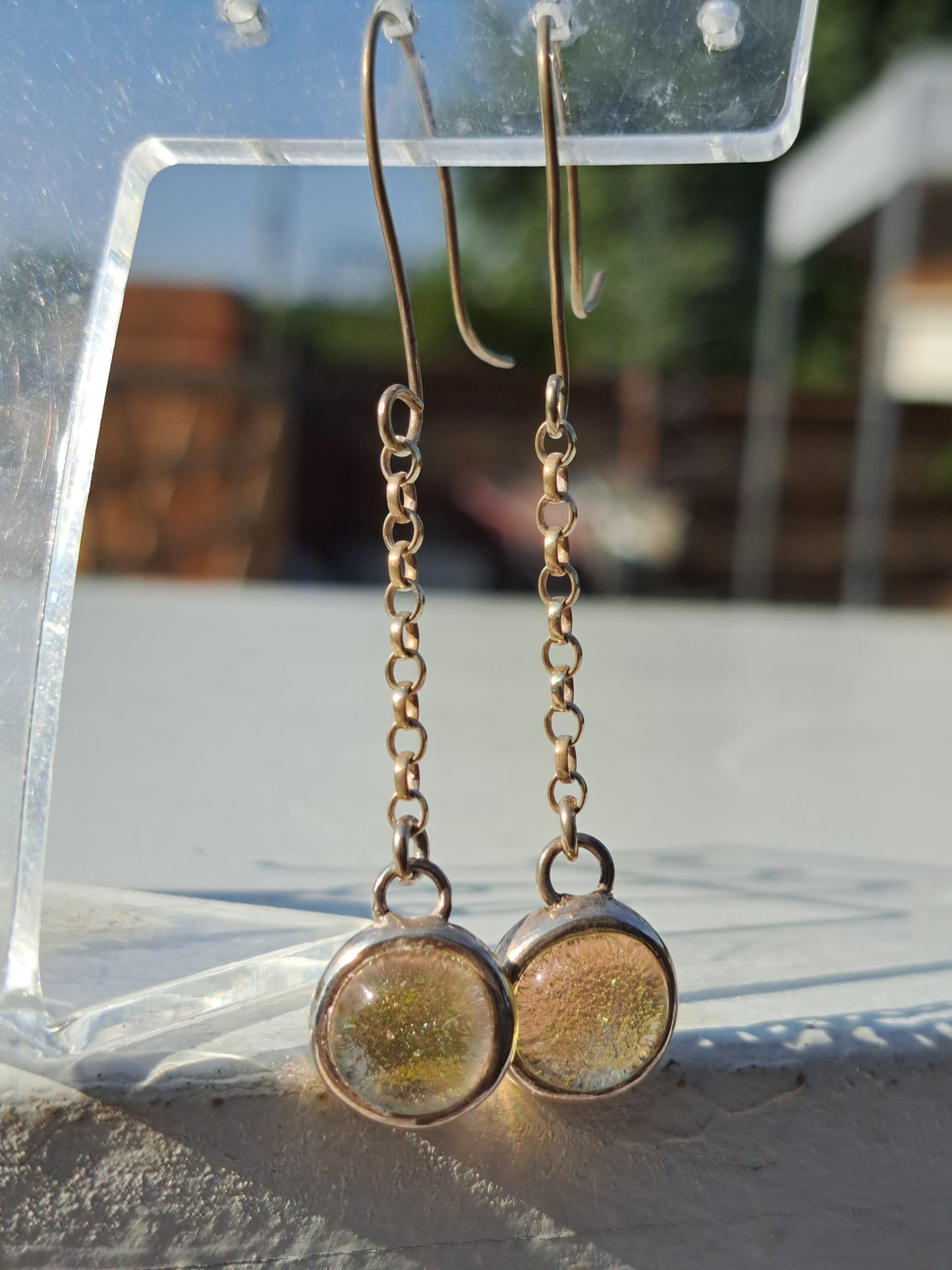 Fused Glass and Silver Earrings