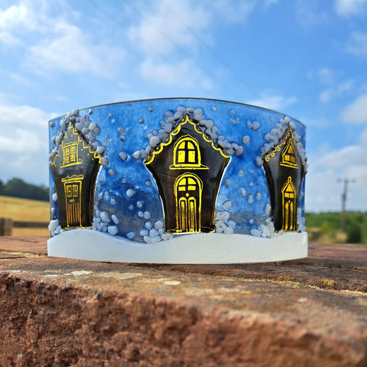 Glowing Christmas Houses scene