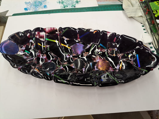 fused glass bowl made from scraps