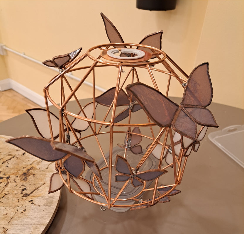 Copperfoiled butterfly lampshade