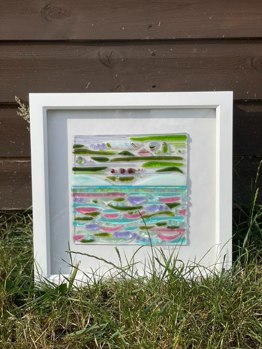 Abstract landscape in pinks and greens