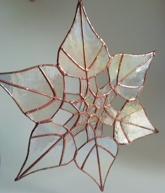 Large stained glass snowflake (copper finish)