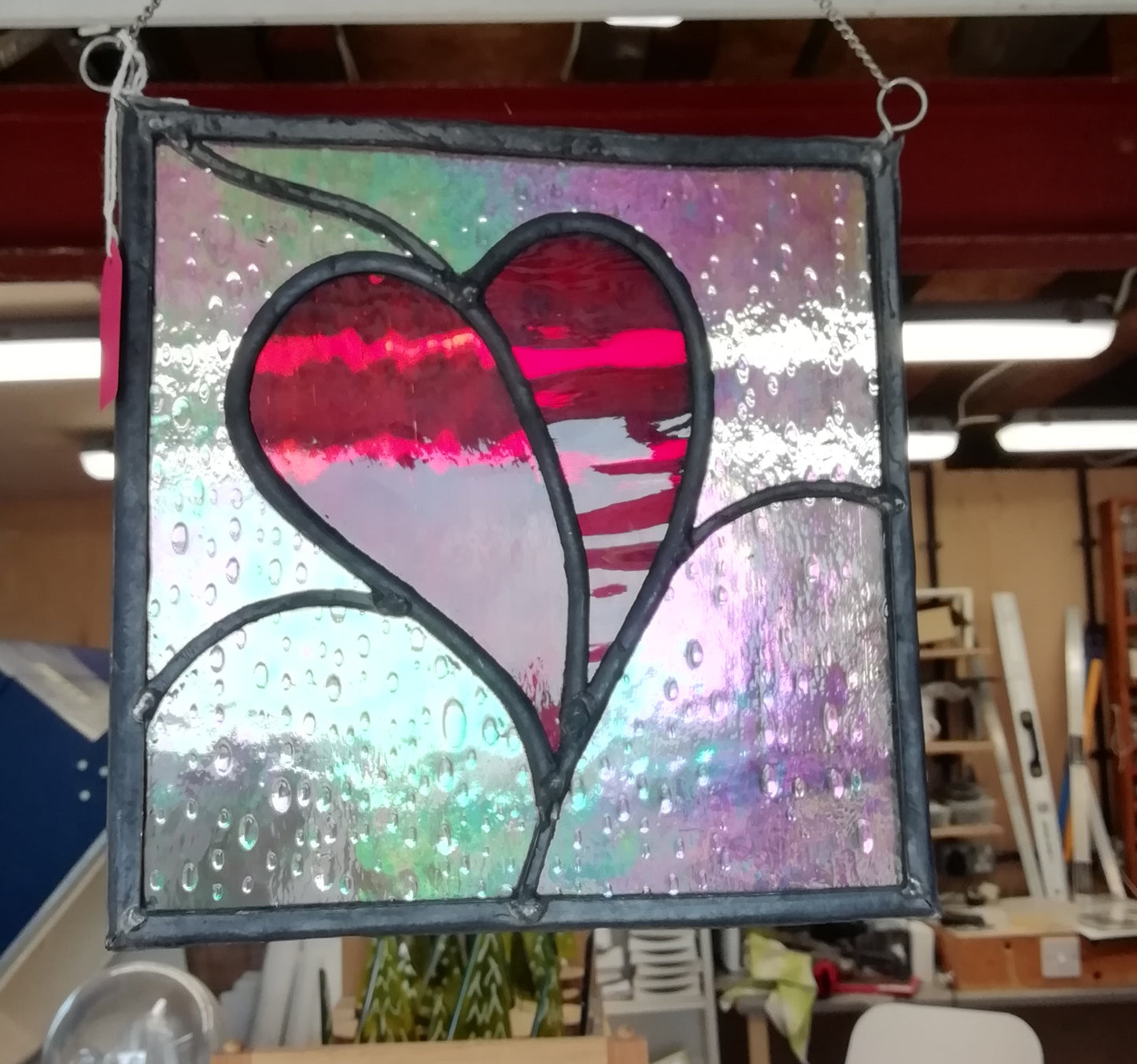 Stained glass heart panel