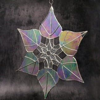 Large stained glass snowflake (silver finish)